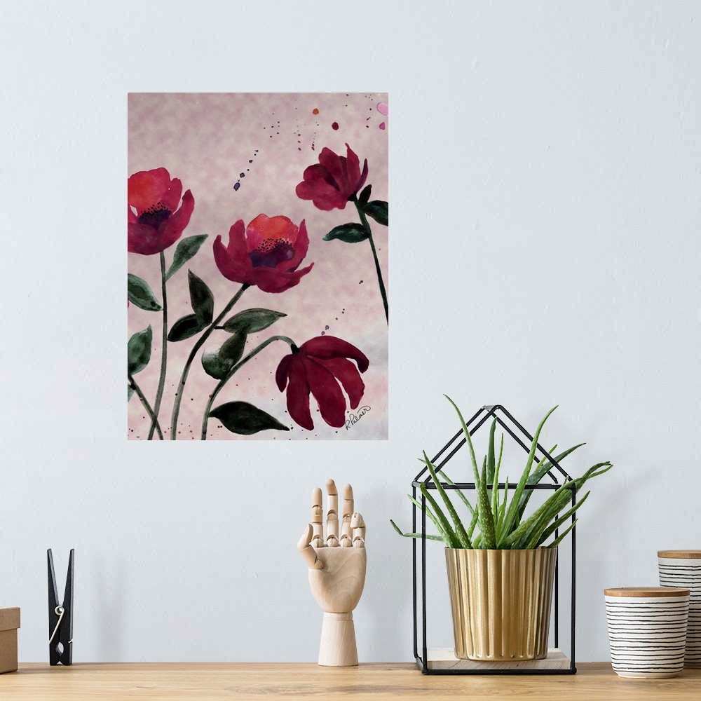 A bohemian room featuring Pink Flowers