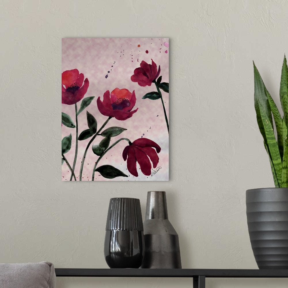 A modern room featuring Pink Flowers