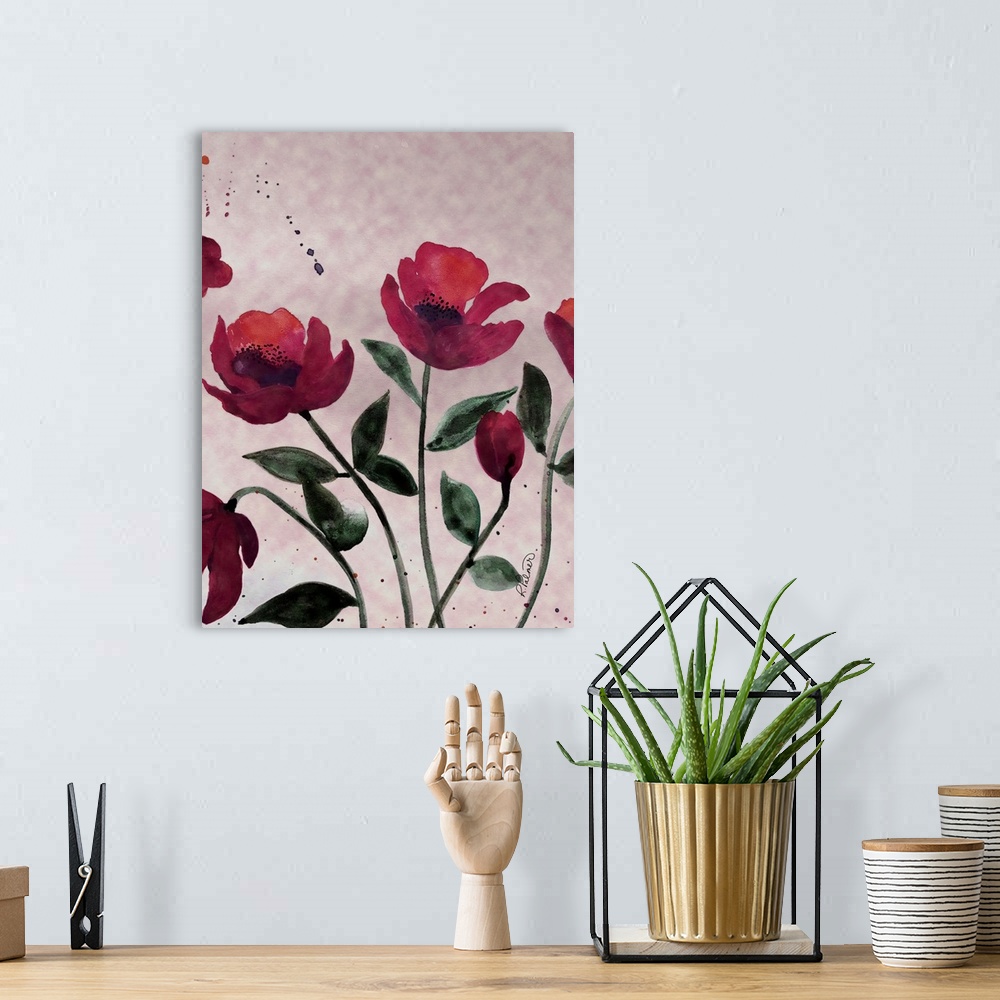A bohemian room featuring Pink Flowers Three