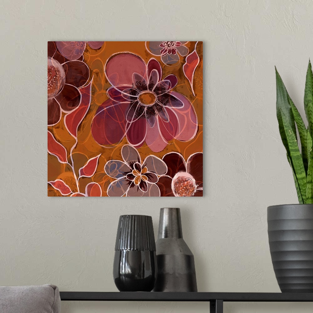 A modern room featuring Pop Floral Merge Pink/Orange