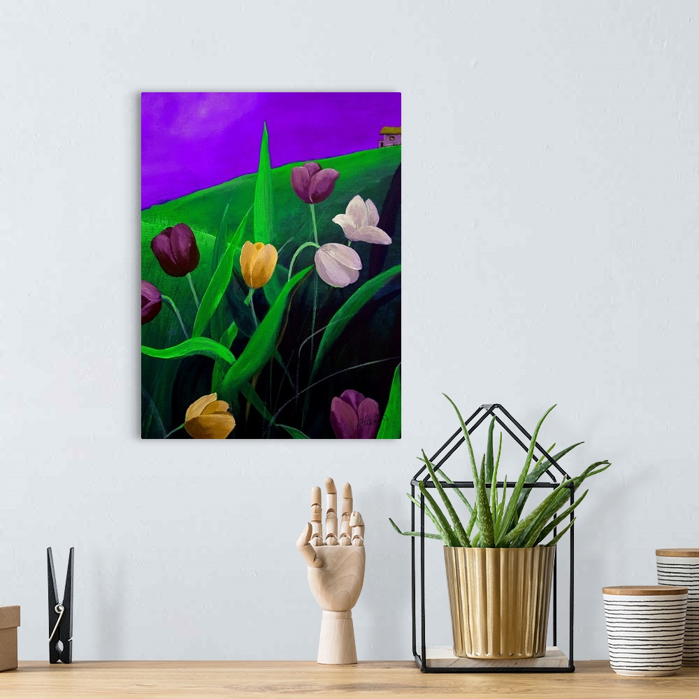 A bohemian room featuring Purple Sky Tulips