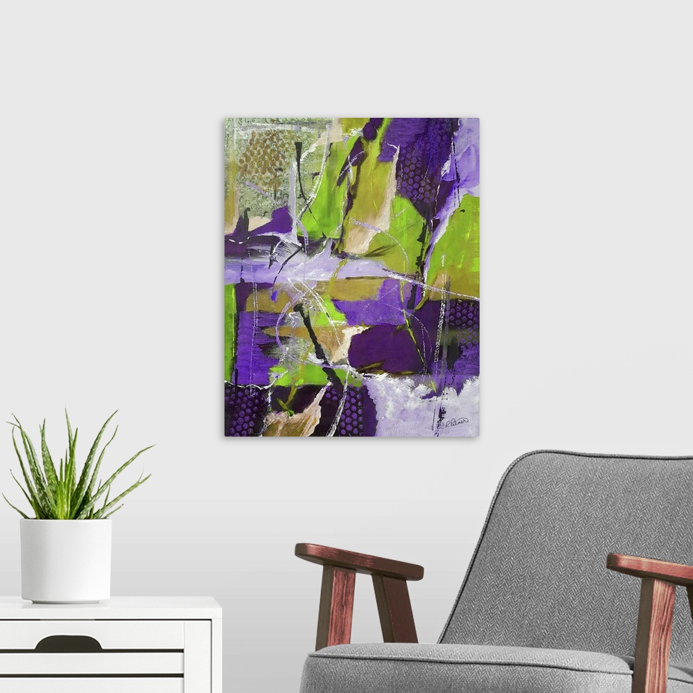 A modern room featuring Rough And Tumble Lime Purple