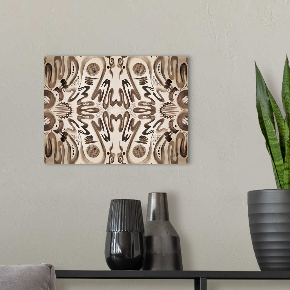 A modern room featuring Sepia Squiggle Pattern