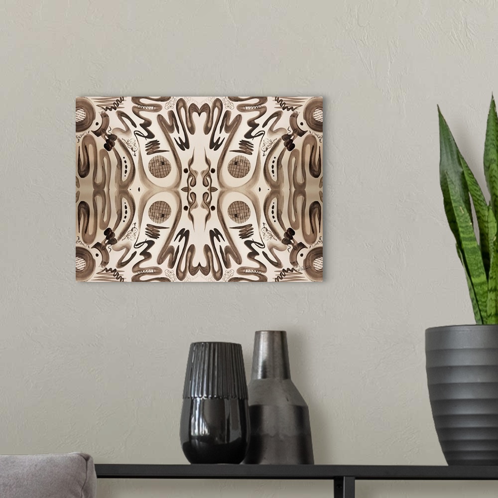 A modern room featuring Sepia Squiggle Pattern Two