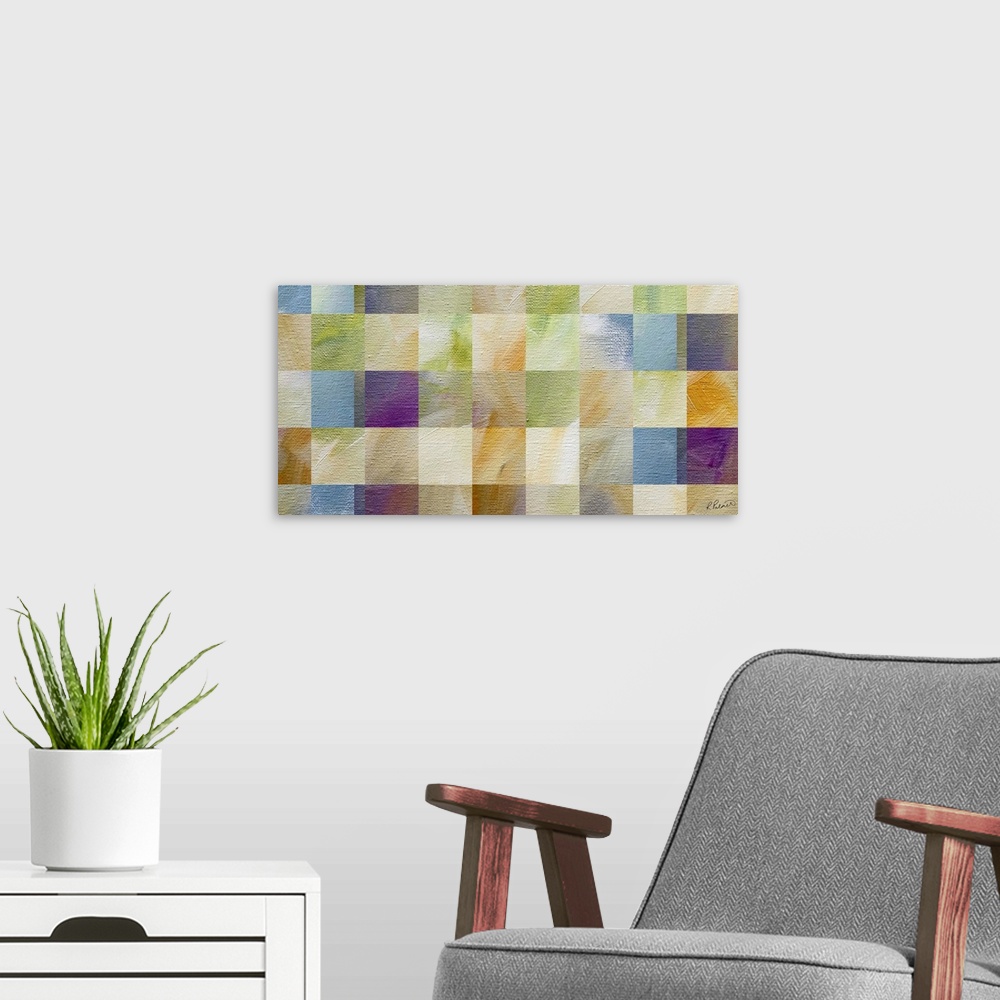 A modern room featuring Soft Canvas Squares I