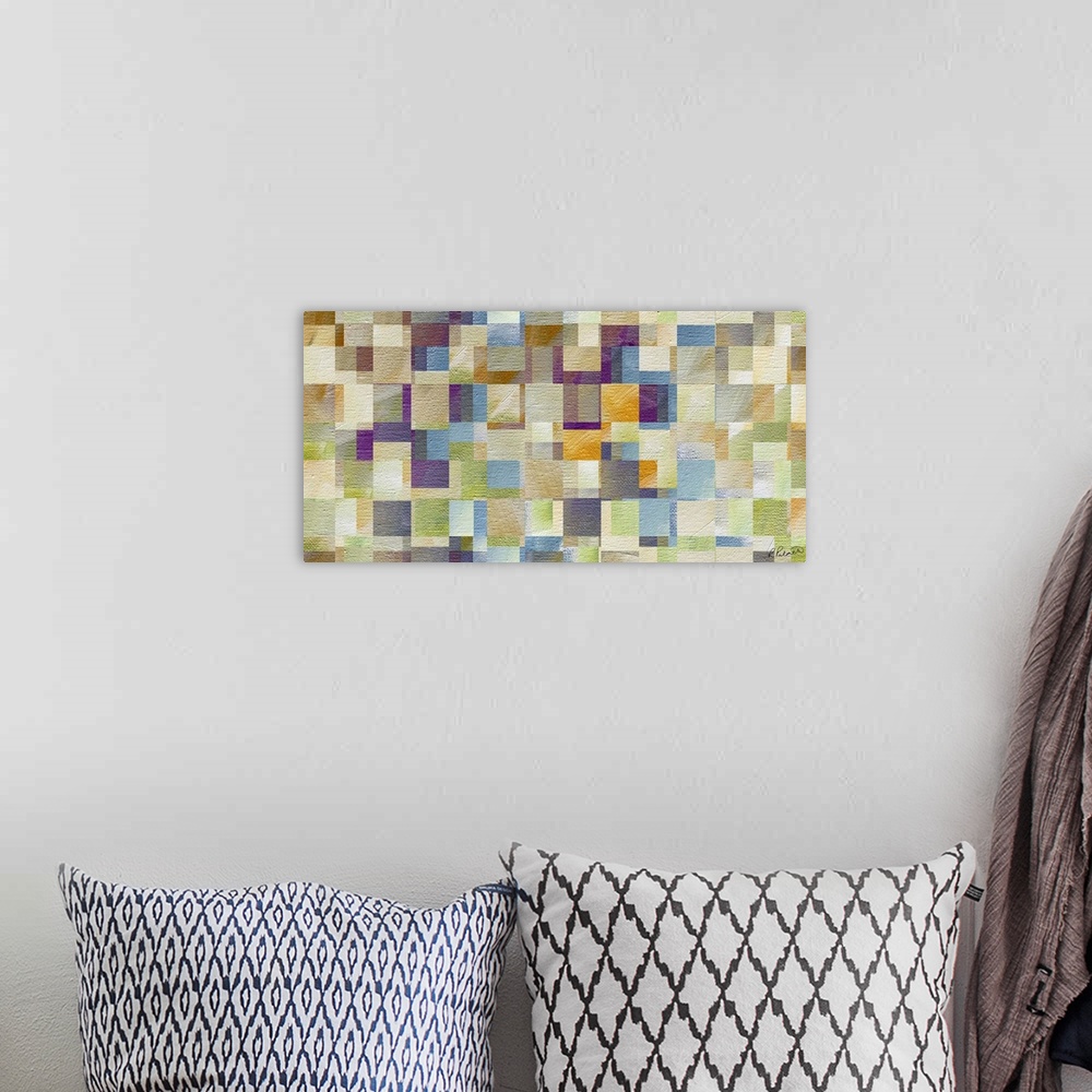 A bohemian room featuring Soft Canvas Squares II