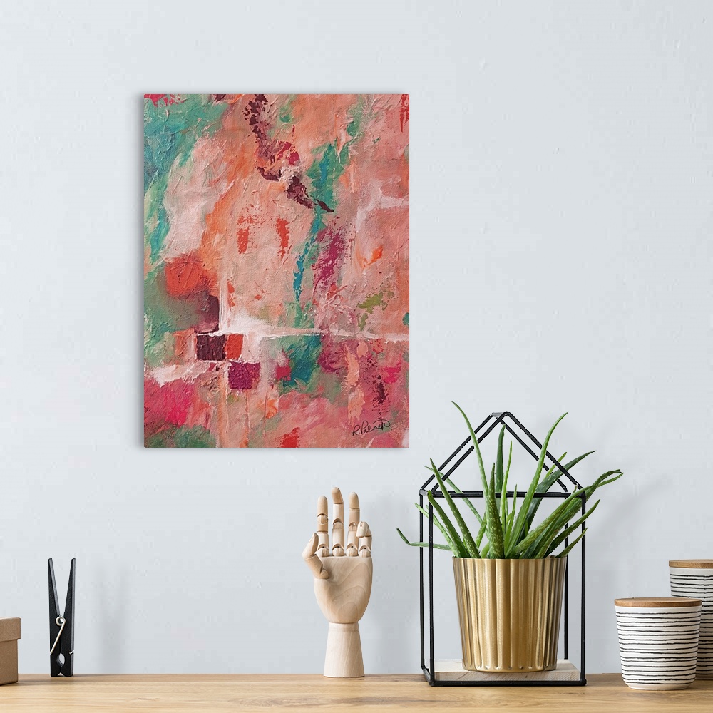 A bohemian room featuring Stumbling Blocks Pink