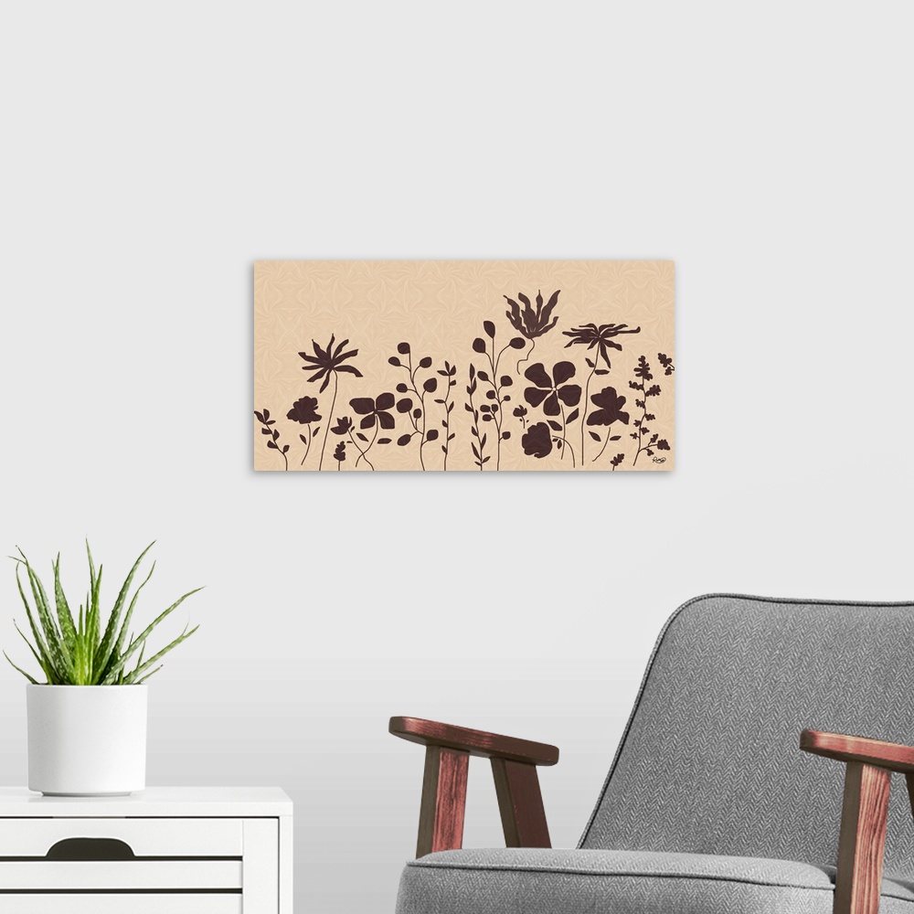 A modern room featuring Stylized Floral With Back Pattern Taupe