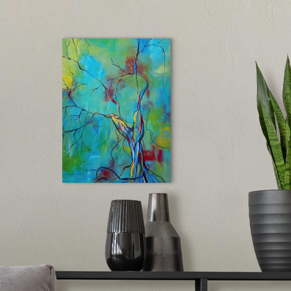 A modern room featuring Tree of Winding Color