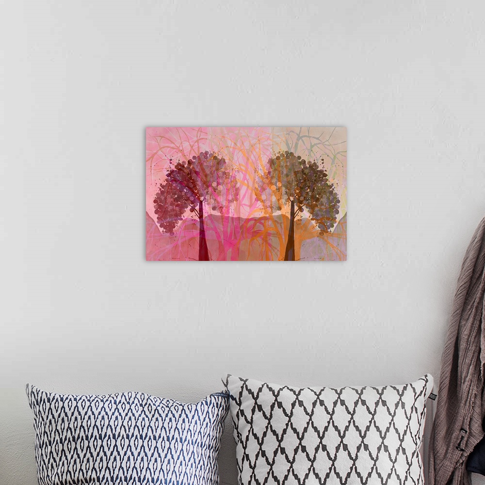 A bohemian room featuring Tree Tops With Spotted Trees