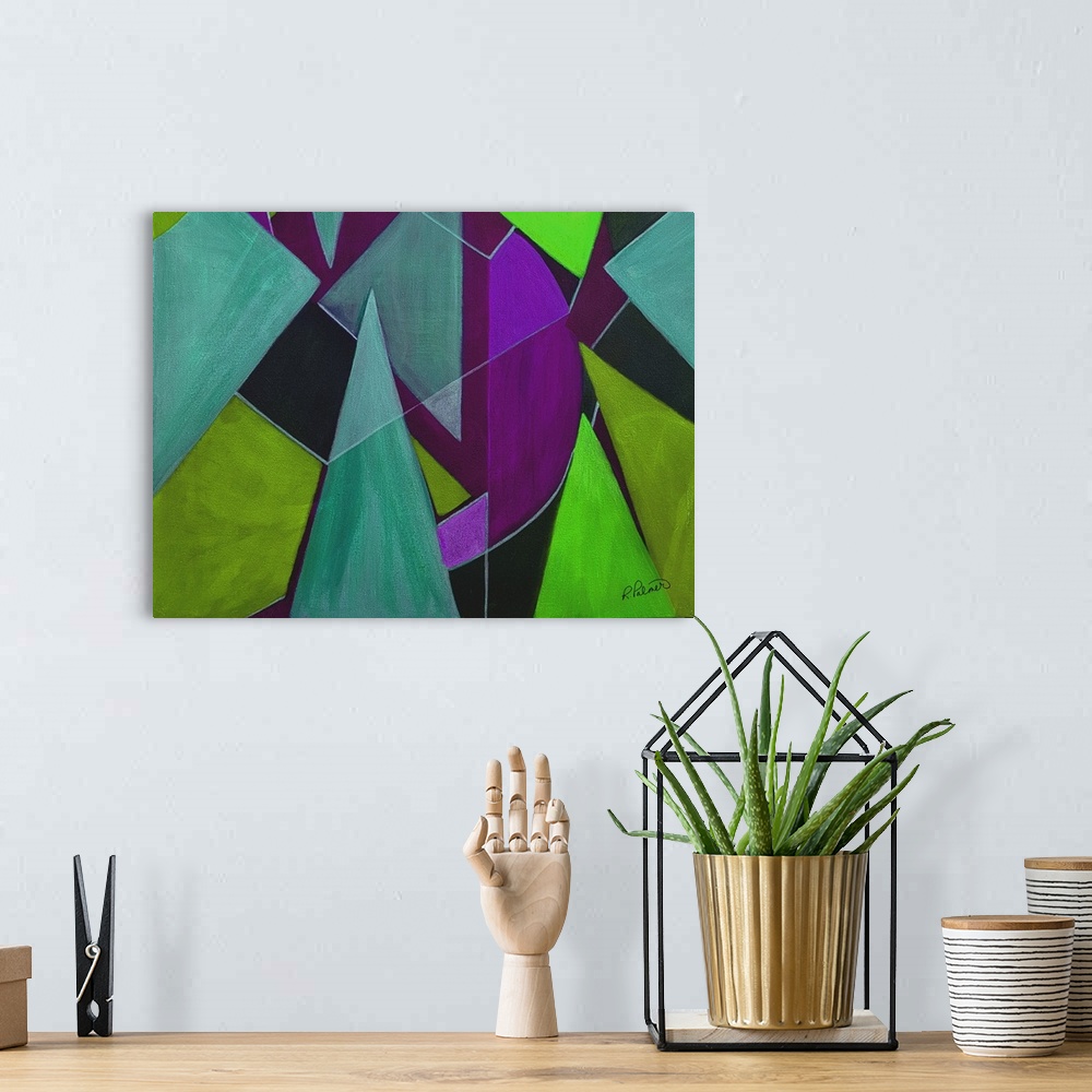 A bohemian room featuring Triangle Abstract Teal Purple