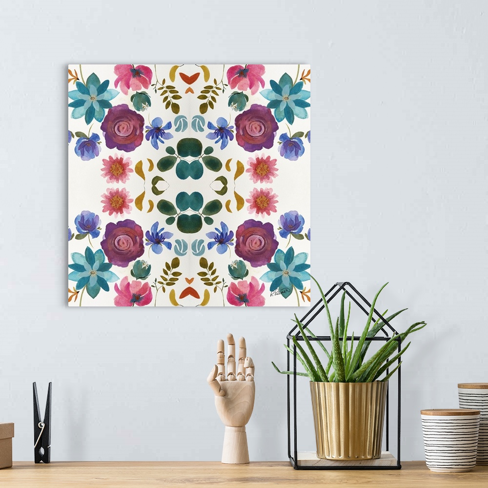 A bohemian room featuring Watercolor Floral Pattern