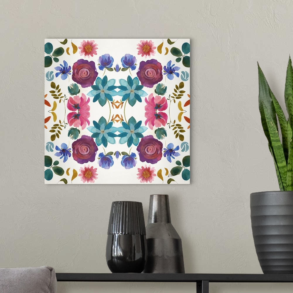 A modern room featuring Watercolor Floral Pattern Two