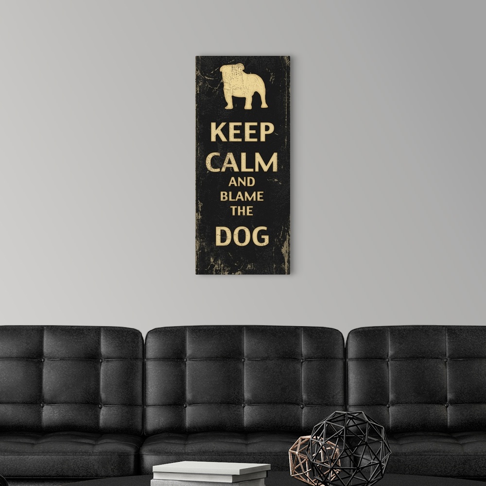 A modern room featuring Dog sentiment against a rustic dark background.