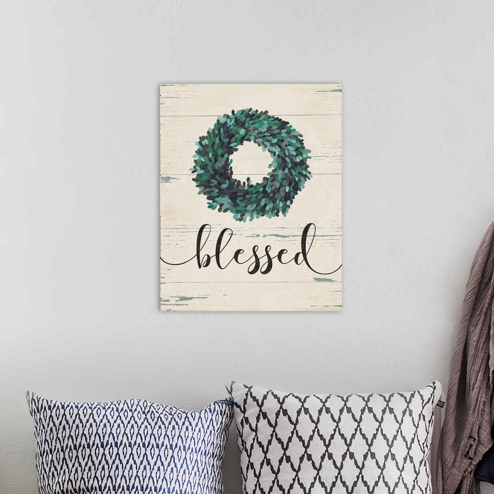 A bohemian room featuring Blessed Wreath