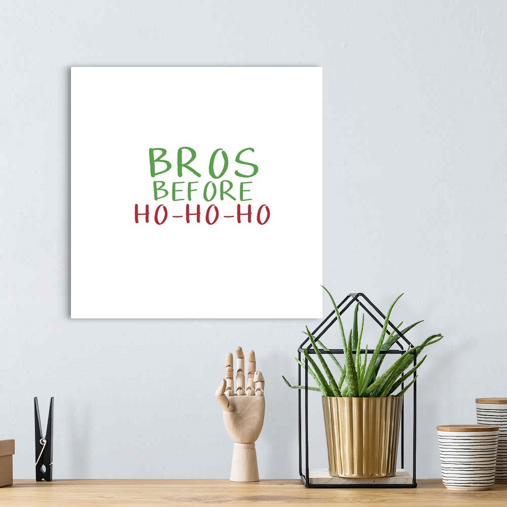 A bohemian room featuring Funny Christmas themed typography art with a trendy saying on white.