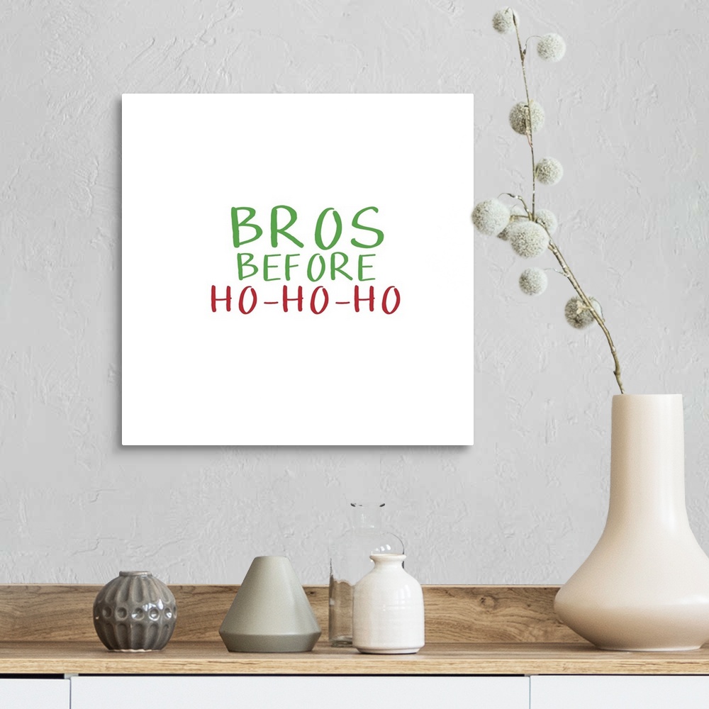 A farmhouse room featuring Funny Christmas themed typography art with a trendy saying on white.