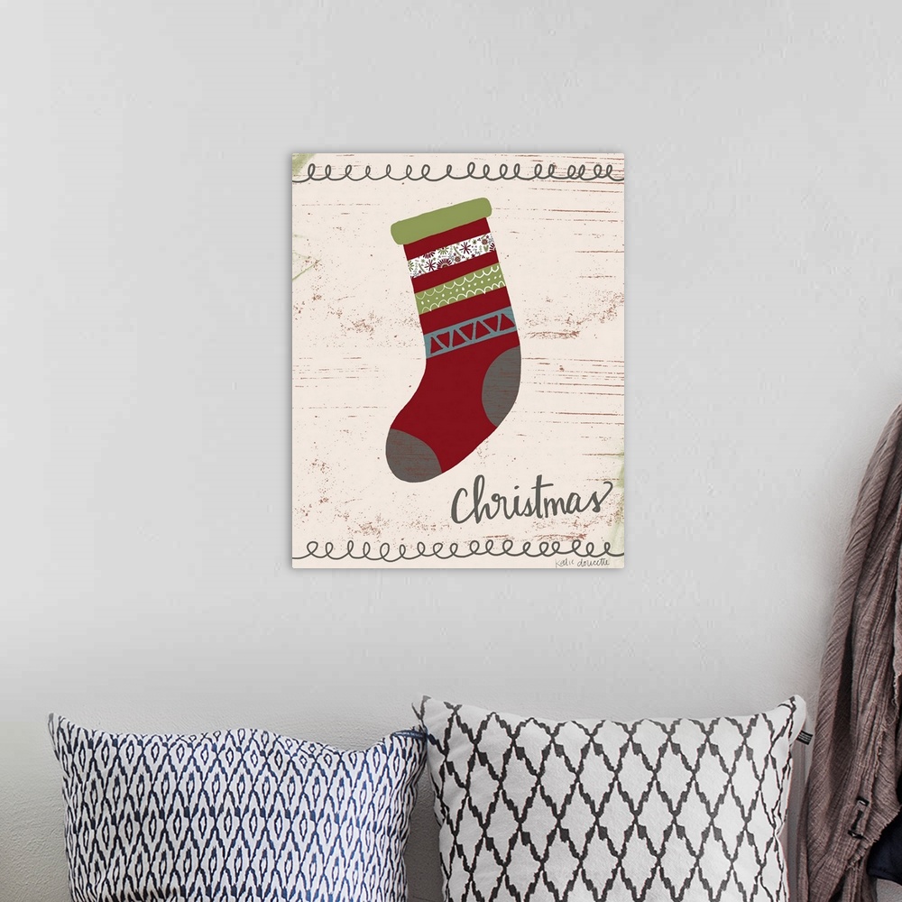 A bohemian room featuring Contemporary holiday themed home decor artwork.