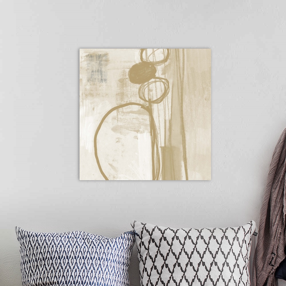 A bohemian room featuring Contemporary Camel And Ash Abstract IV