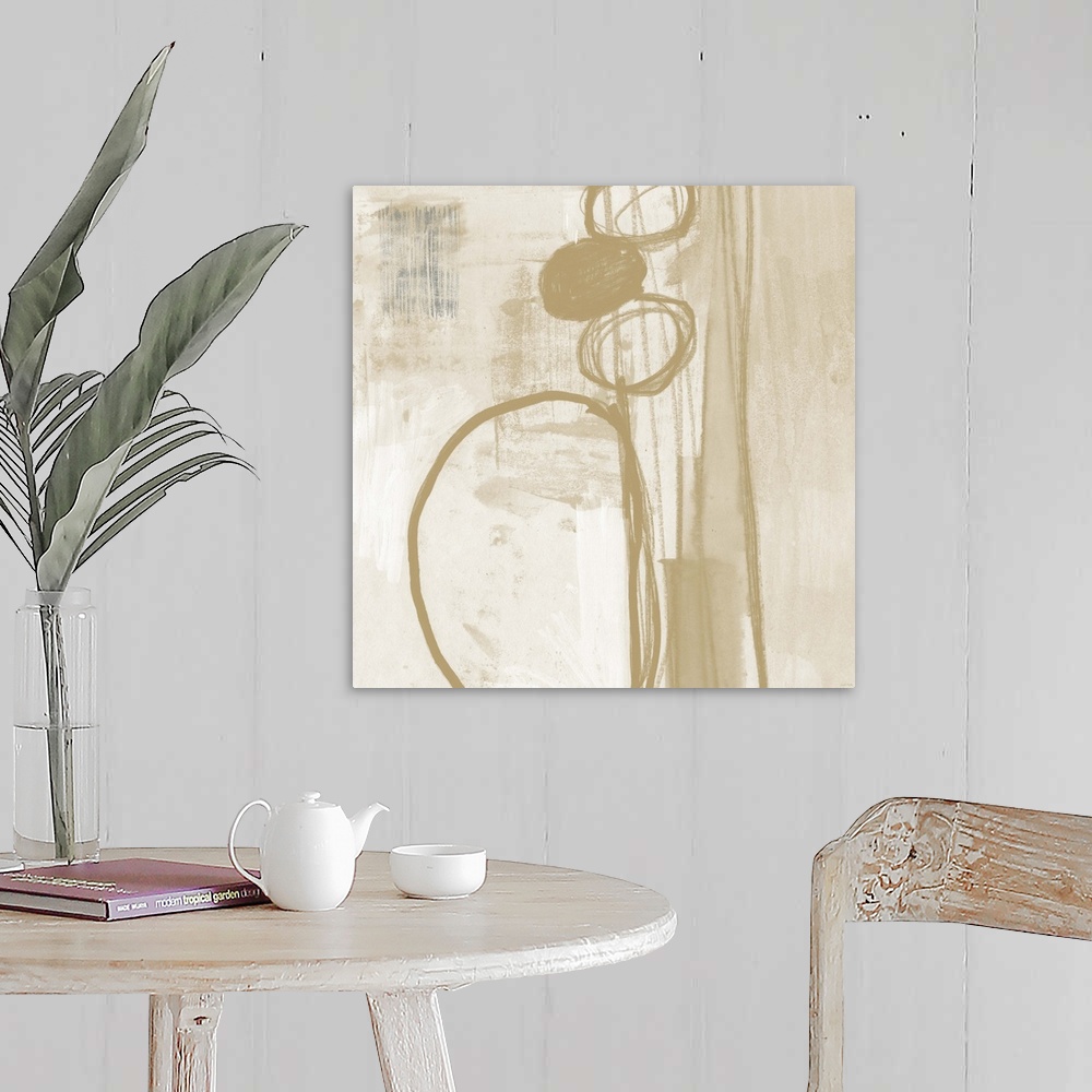 A farmhouse room featuring Contemporary Camel And Ash Abstract IV