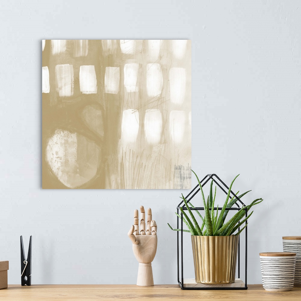 A bohemian room featuring Contemporary Camel And Ash Abstract VI