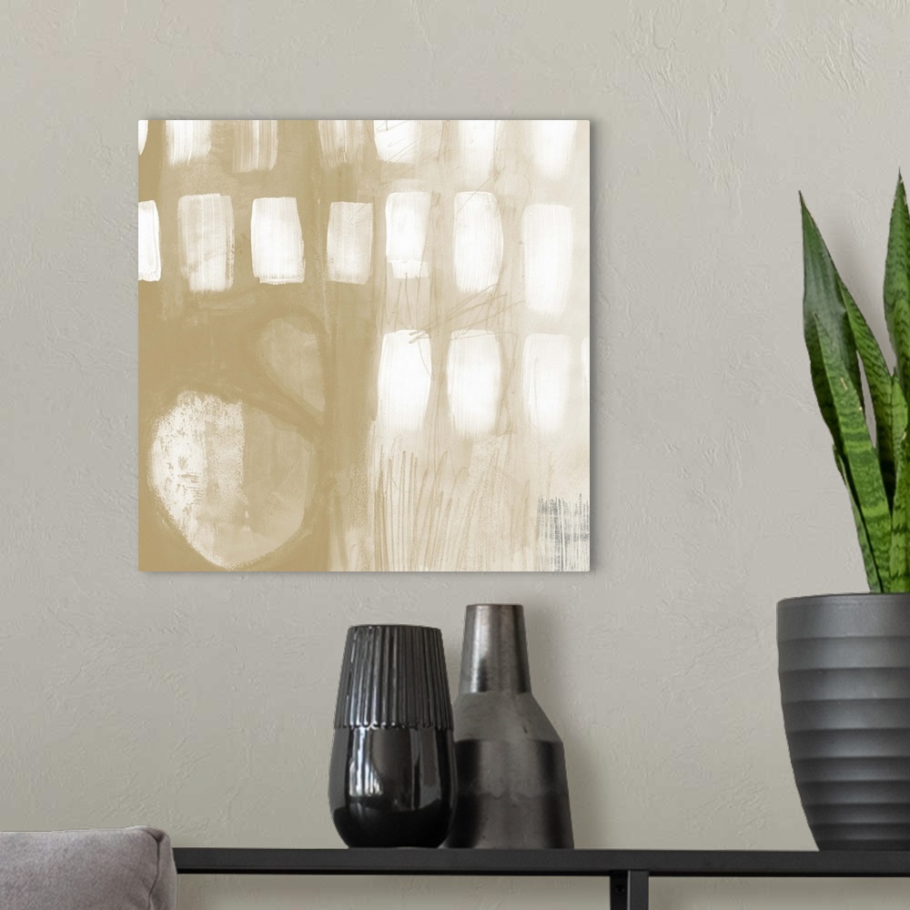 A modern room featuring Contemporary Camel And Ash Abstract VI