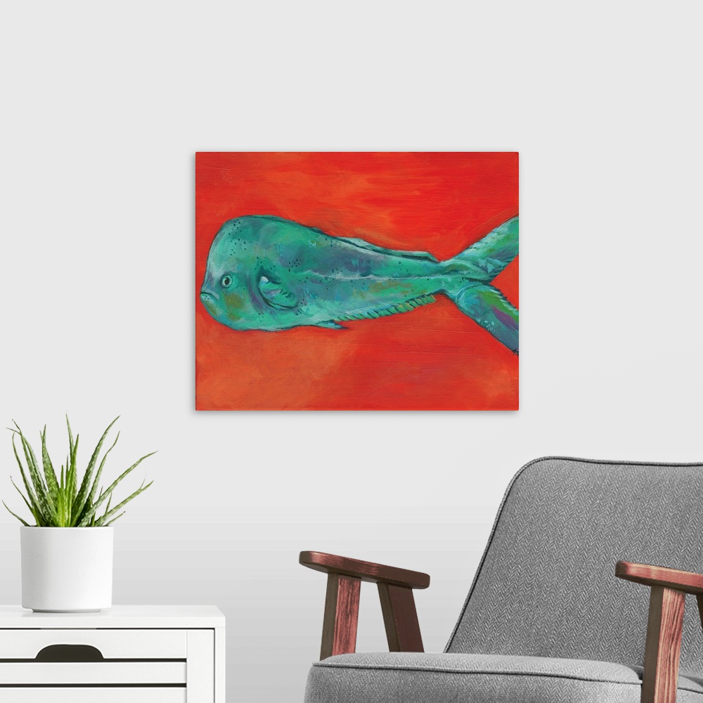 A modern room featuring Fish and Orange