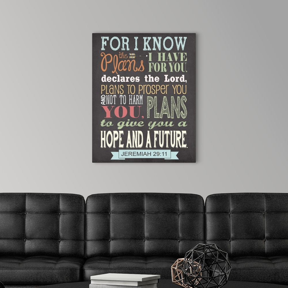 A modern room featuring Contemporary handlettered chalkboard art, with colorful lettering.