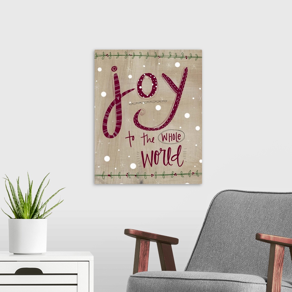A modern room featuring Contemporary handlettered home decor artwork.