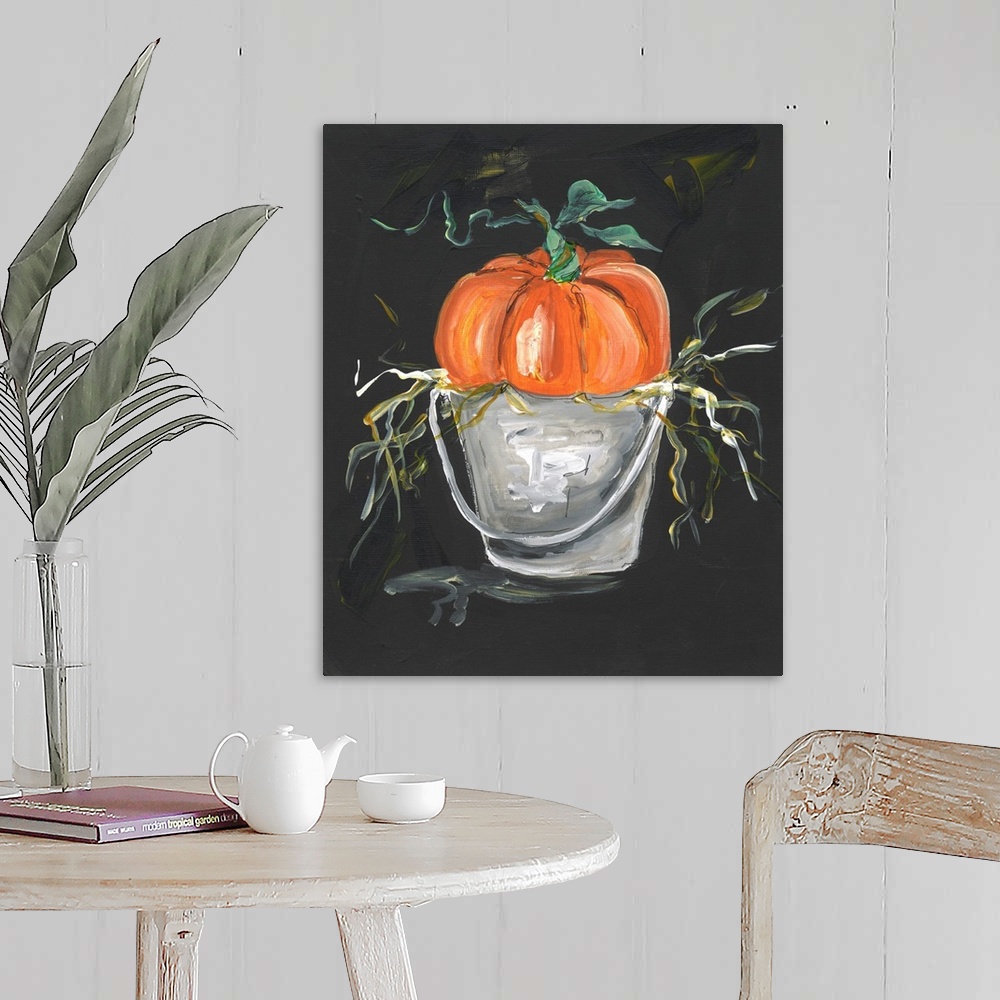 A farmhouse room featuring Pumpkin In A Bucket