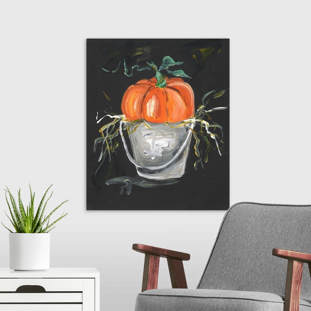 A modern room featuring Pumpkin In A Bucket