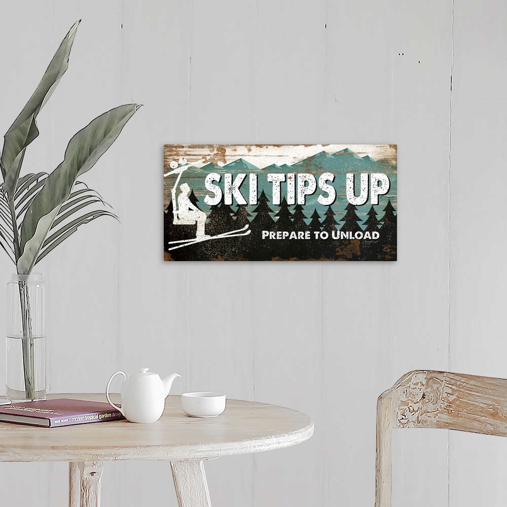 A farmhouse room featuring Ski Tips Up