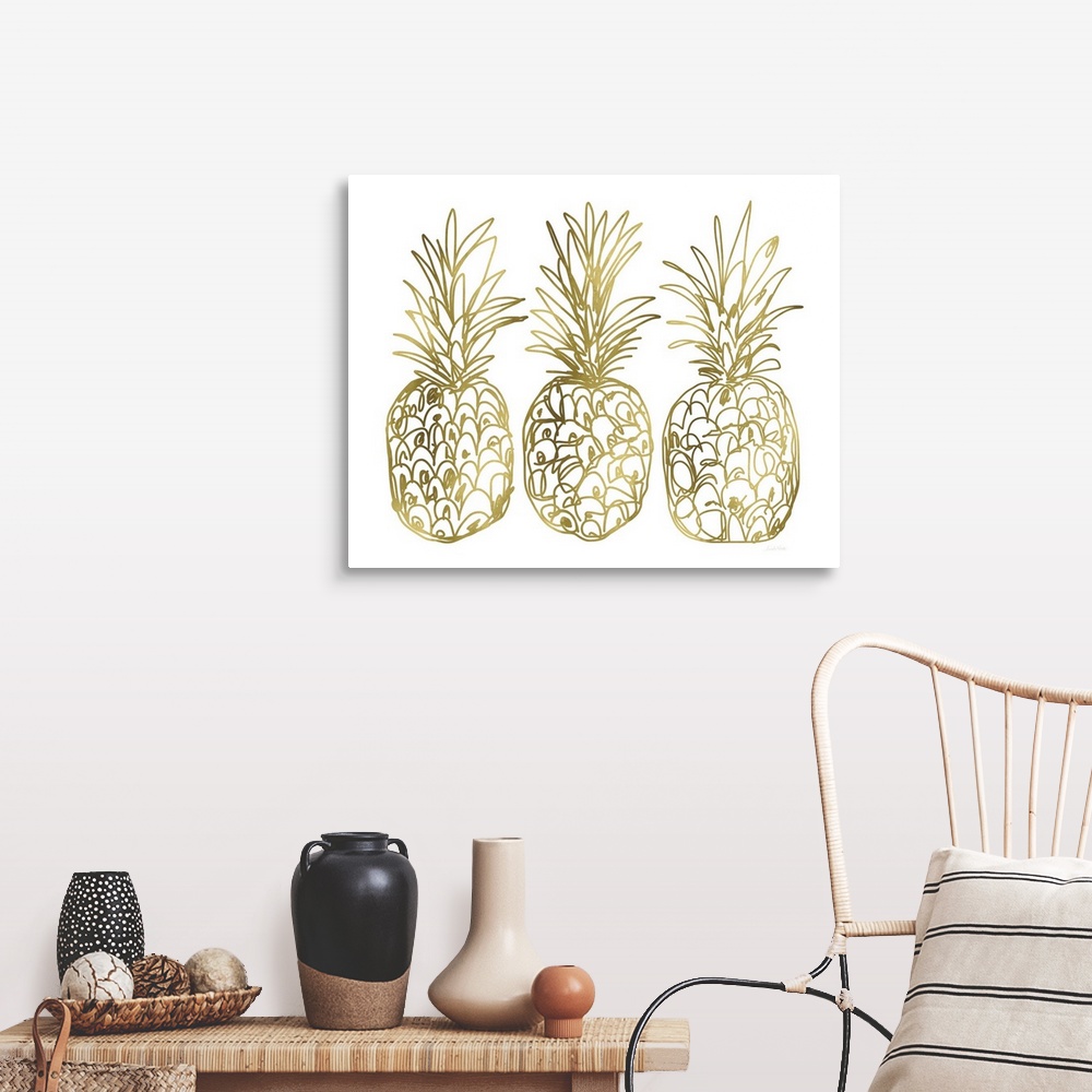 A farmhouse room featuring Three Golden Pineapples