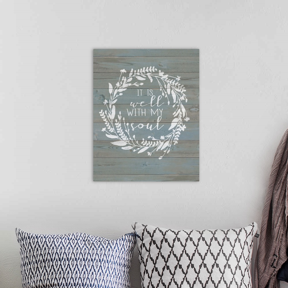 A bohemian room featuring Contemporary whimsical sentiment artwork using handlettering.