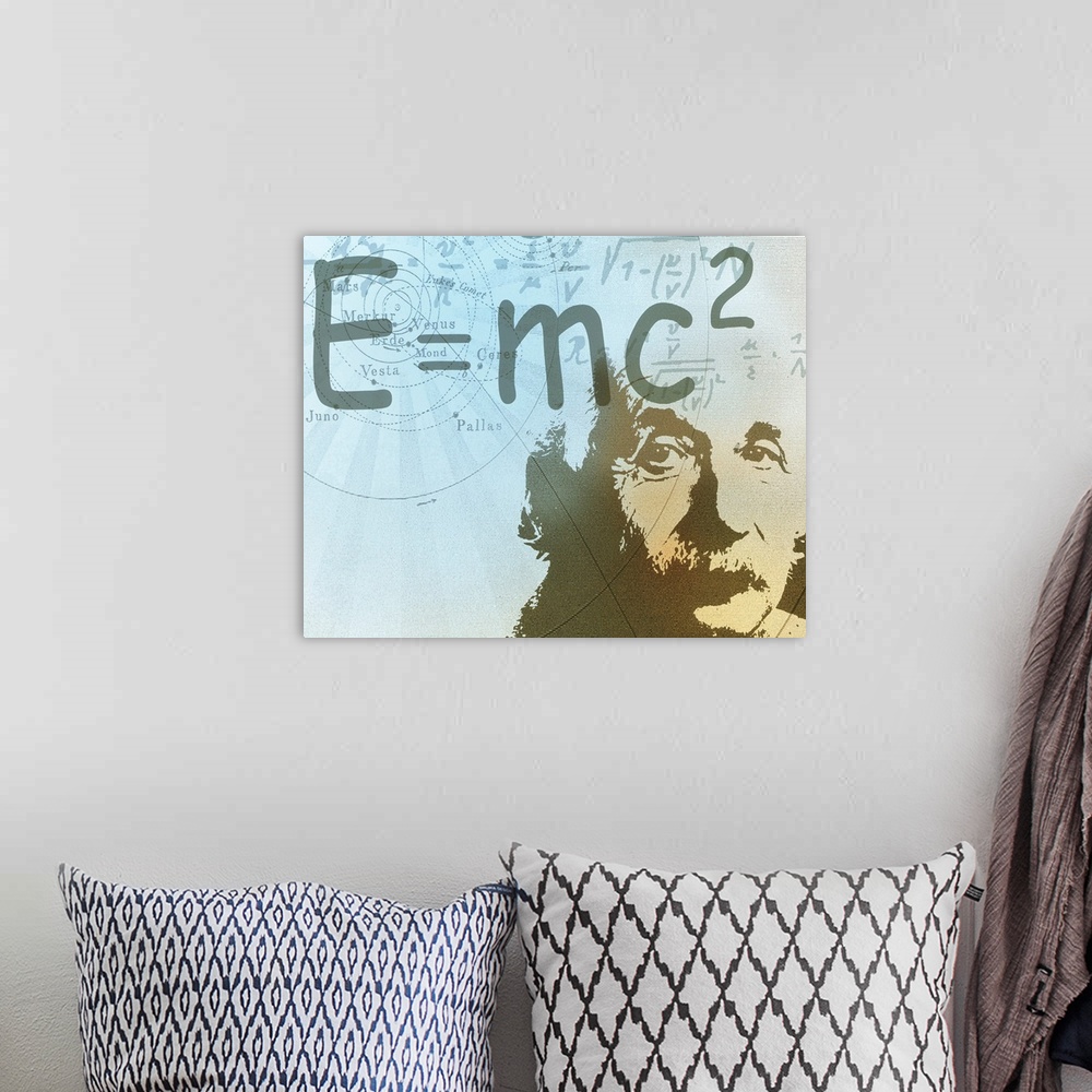 A bohemian room featuring Albert Einstein. Computer illustration of the German-American physicist Albert Einstein (1879- 19...