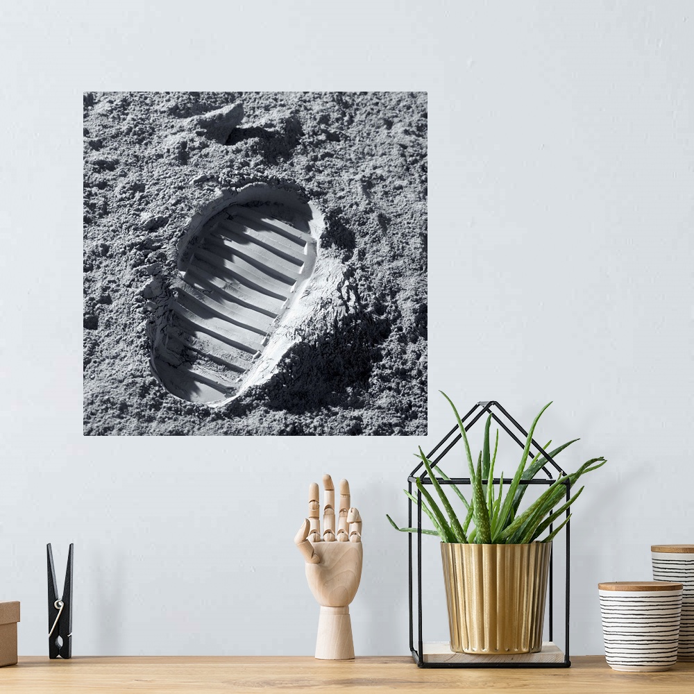A bohemian room featuring Apollo bootprint on the Moon. These famous bootprints were left on the moon by the US astronauts ...