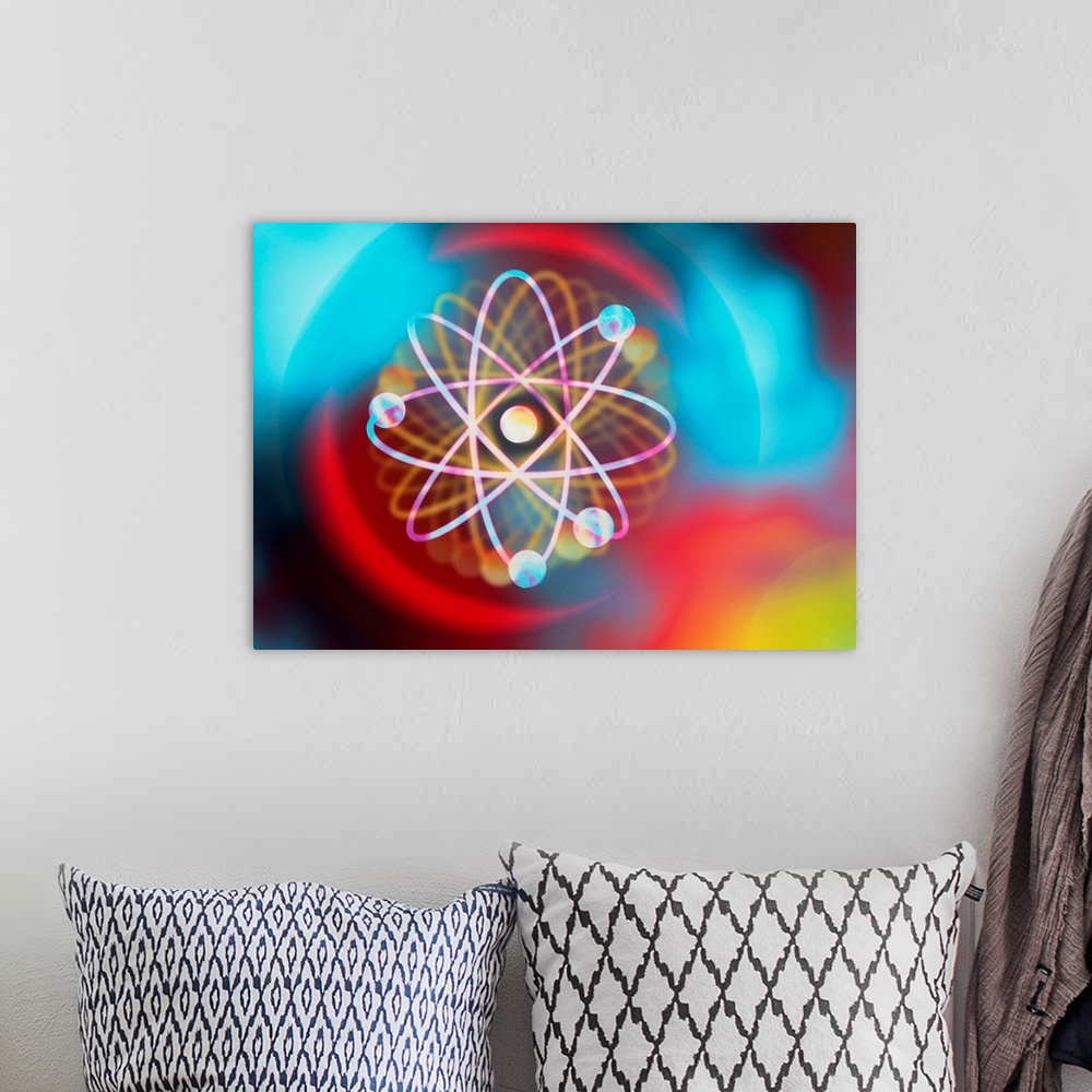 A bohemian room featuring Atomic structure. Computer artwork representing a single atom of beryllium (symbol: Be). This is ...