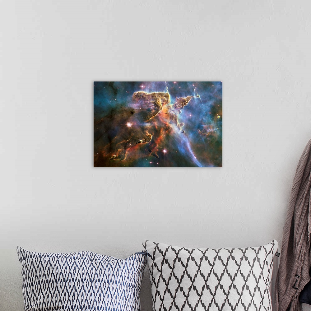A bohemian room featuring Carina Nebula features, HST image. These pillars of gas and dust within the Carina Nebula are Her...