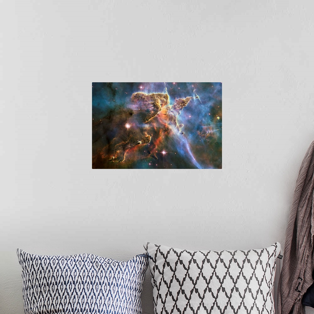A bohemian room featuring Carina Nebula features, HST image. These pillars of gas and dust within the Carina Nebula are Her...
