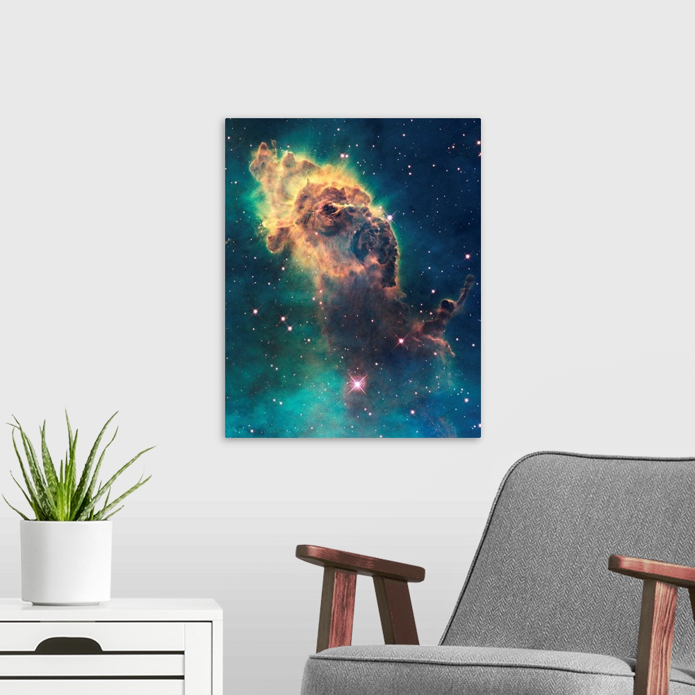 A modern room featuring Carina Nebula pillar. Hubble Space Telescope (HST) image of a three-light-year-long pillar of gas...