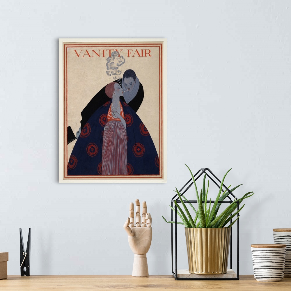 A bohemian room featuring Cigarette couple. Vanity Fair artwork of a couple lighting cigarettes. The artwork is by the Fren...