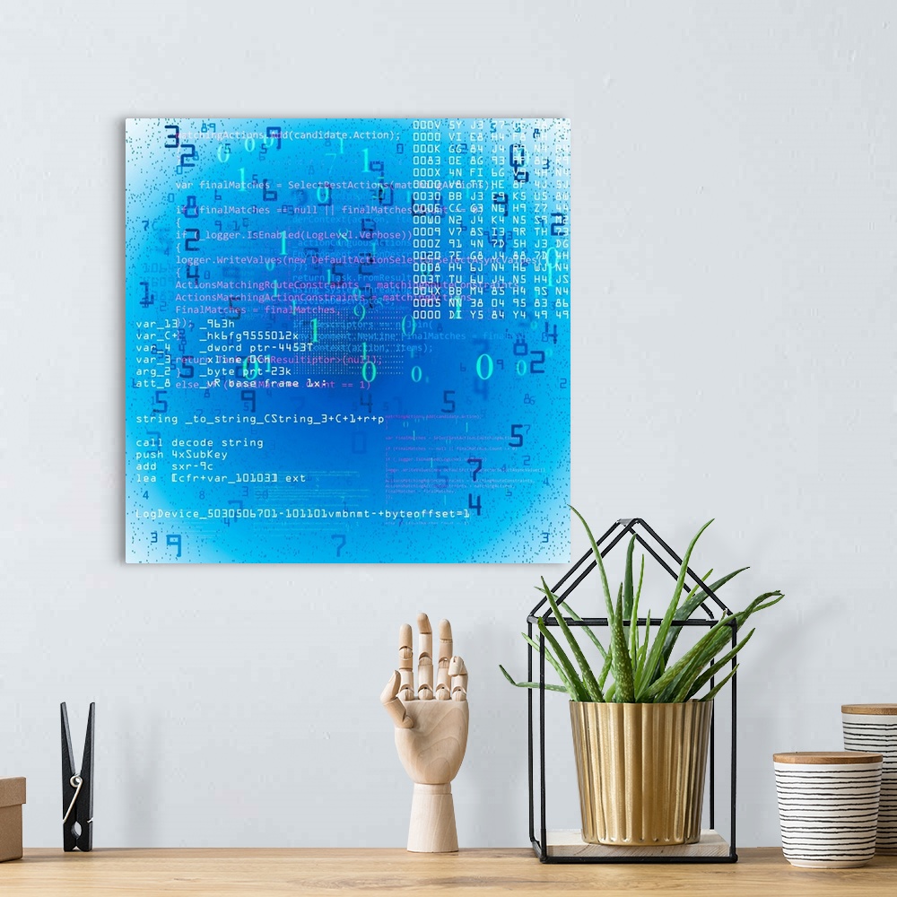 A bohemian room featuring Computer code, abstract illustration.