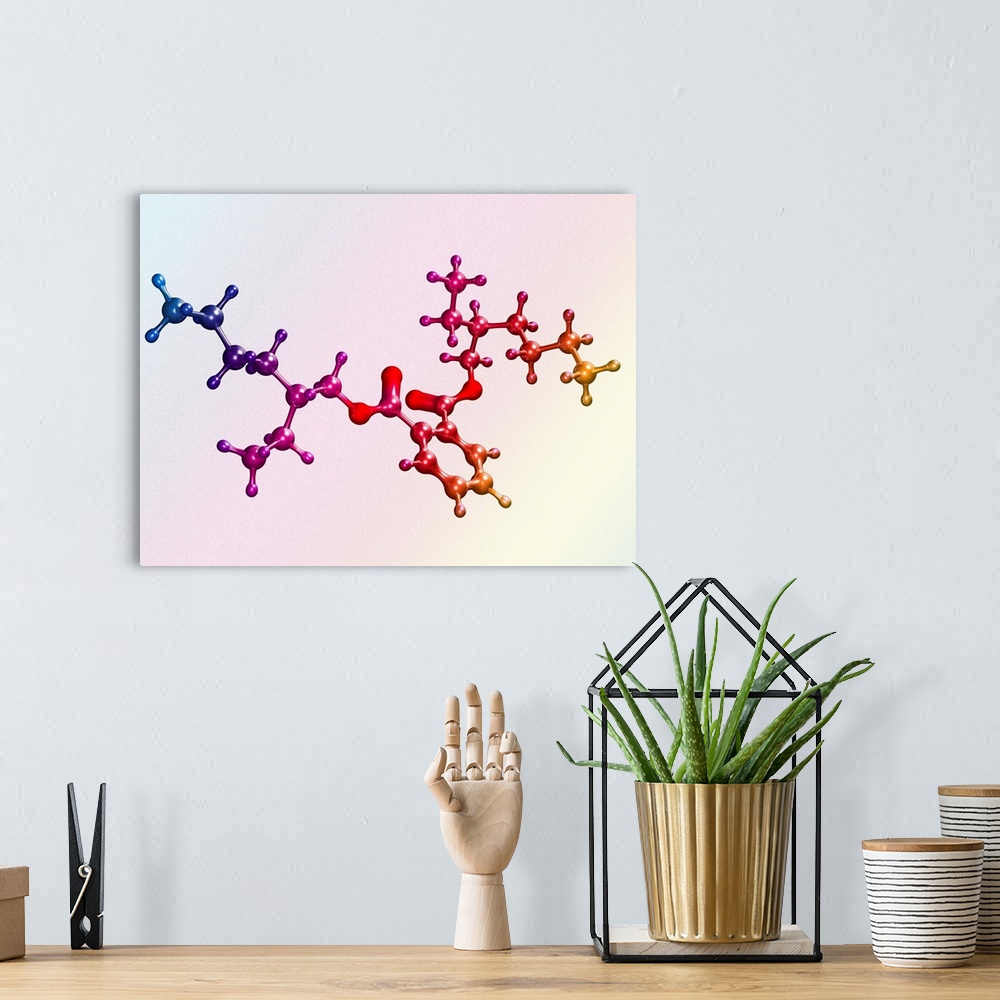 A bohemian room featuring Di(2-ethylhexyl) phthalate. Computer artwork of a molecule of di(2-ethylhexyl) phthalate (DEHP). ...