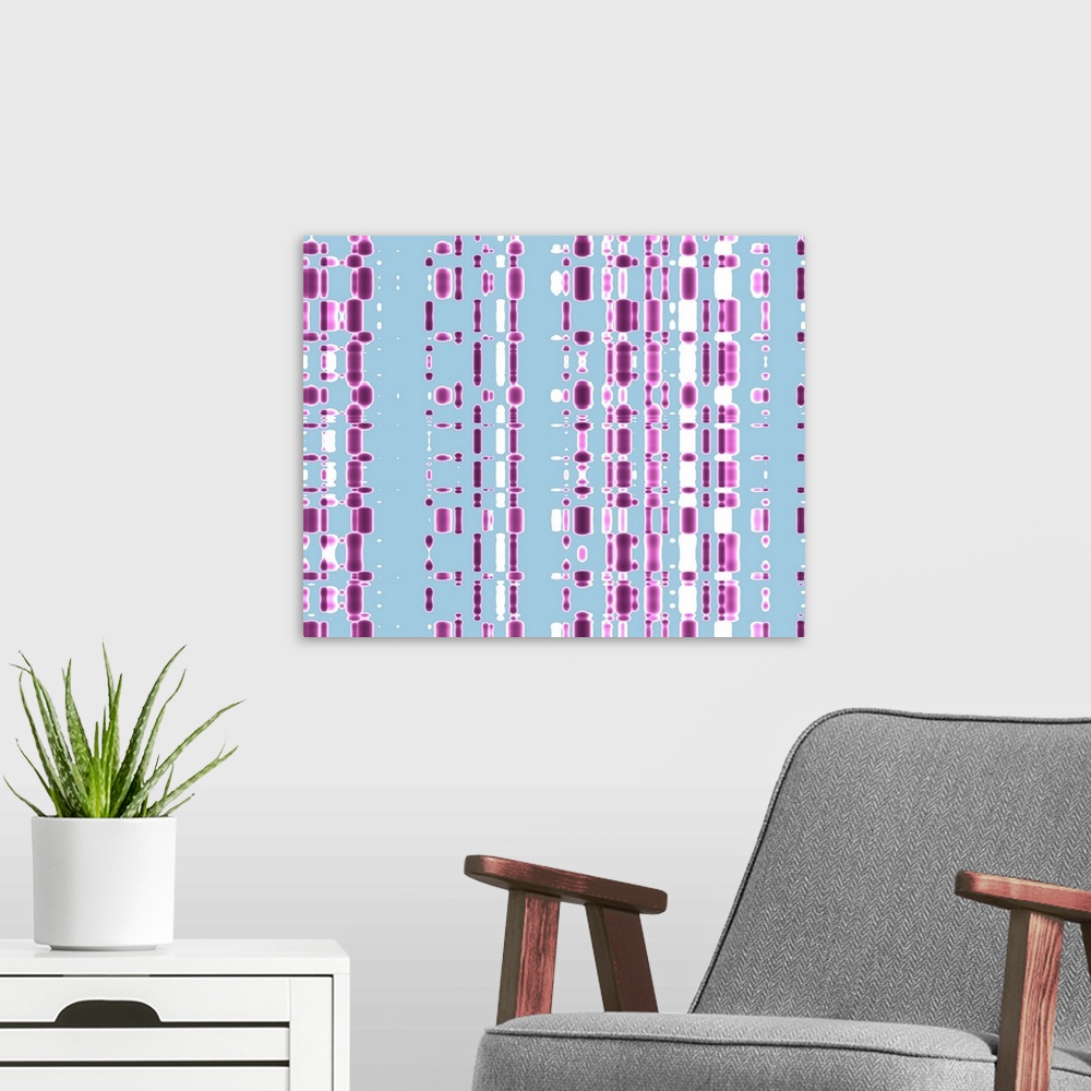 A modern room featuring DNA autoradiogram, artwork. Autoradiograms show the order of nucleotide bases (basic building blo...