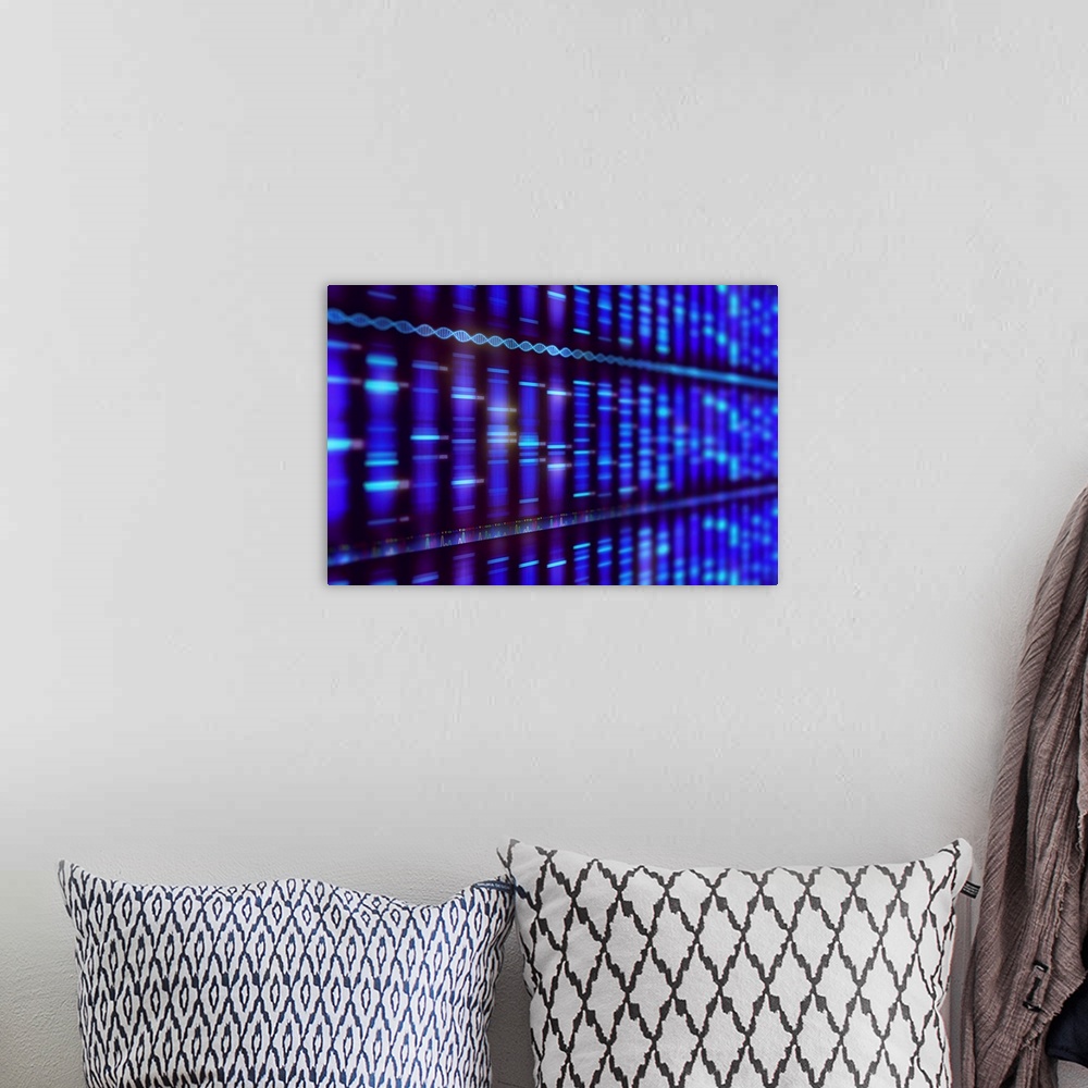 A bohemian room featuring Dna sequencing, illustration.