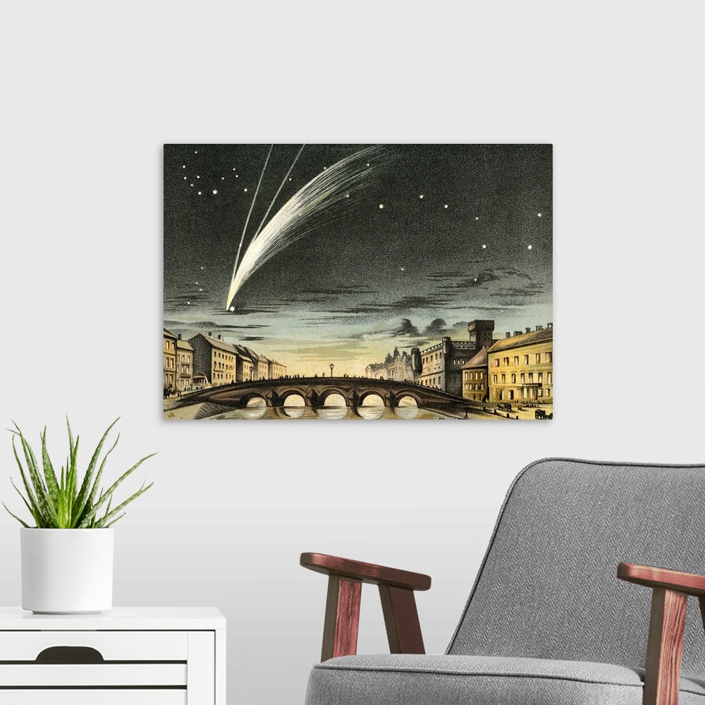 A modern room featuring Donati's Comet of 1858, artwork. Discovered in June of 1858 by the Italian astronomer Giovanni Ba...