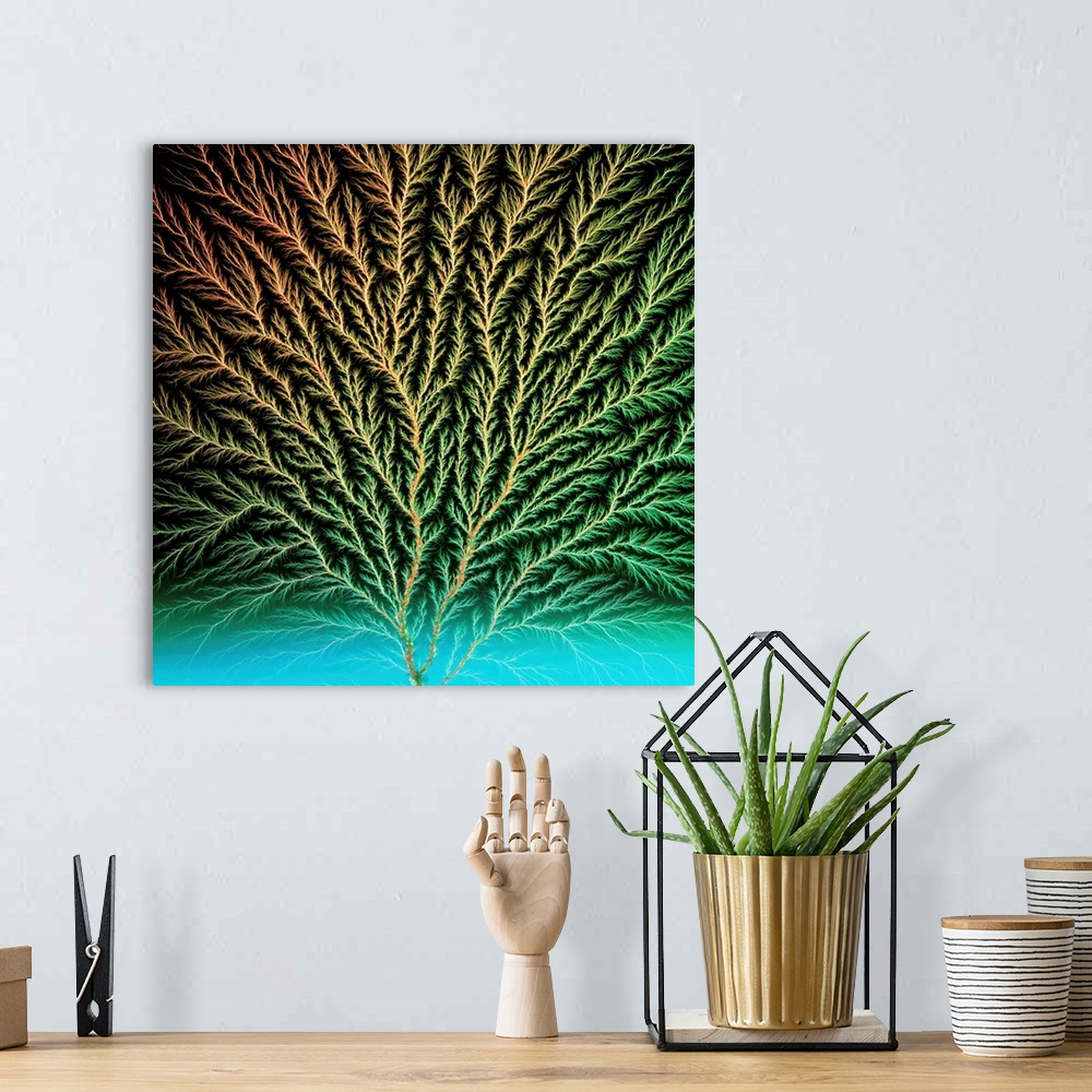 A bohemian room featuring Electron tree. View of an 'electron tree' produced in a block of plastic by a beam of electrons. ...