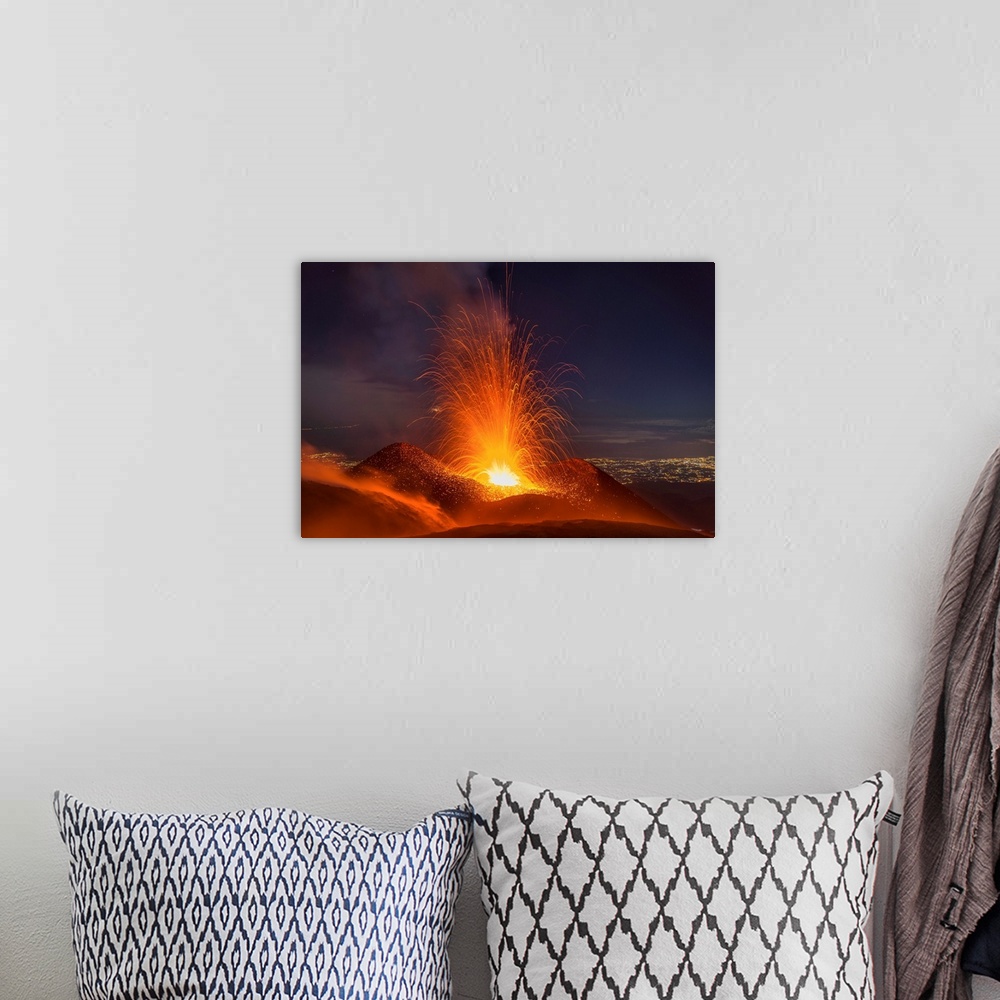 A bohemian room featuring Eruption of Mount Etna, November 2013. Mount Etna, on the Italian island of Sicily, reaches an el...