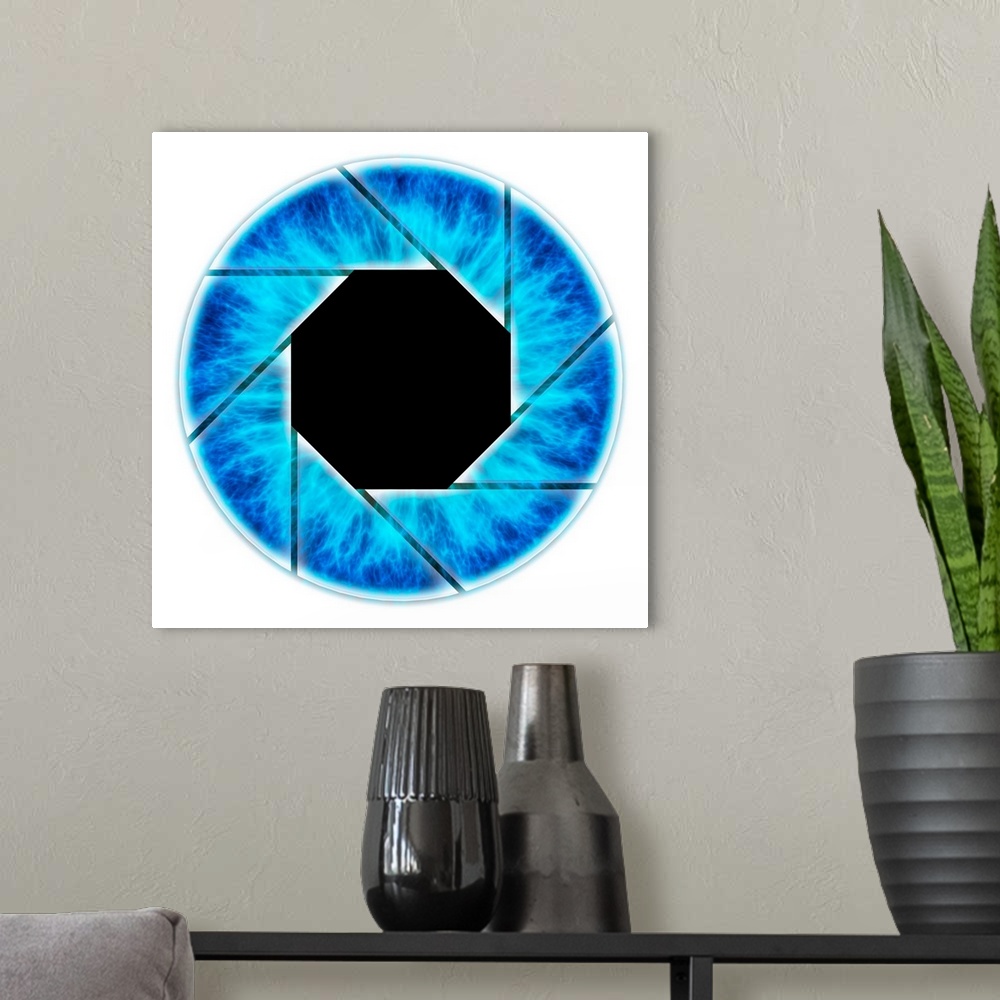 A modern room featuring Eye. Illustration of a close-up of the iris and pupil of an eye. The iris, a coloured muscular ri...