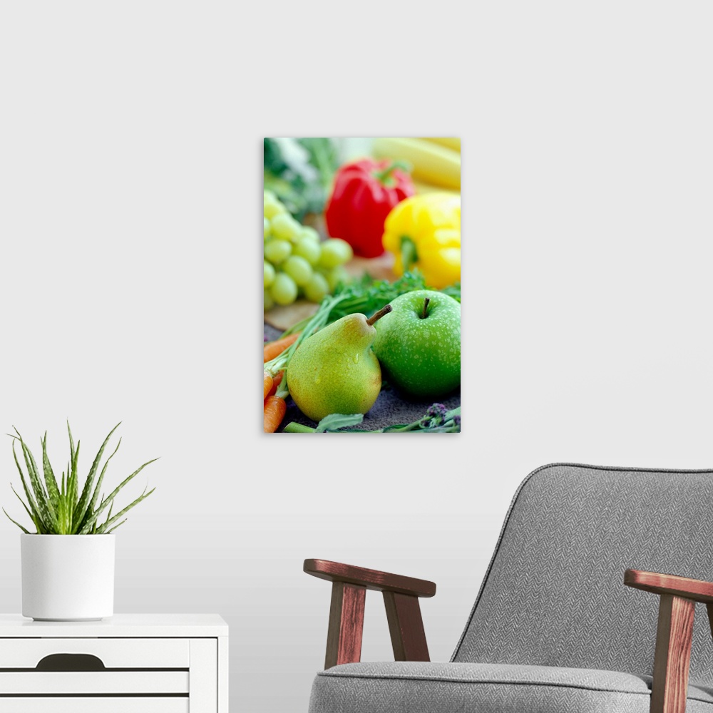 A modern room featuring Fruits and vegetables. These are an essential part of a healthy diet, being a good source of vita...